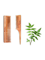 pure nature 2 Neem Wooden 100% Natural comb Neem Wood (Pack Of 2)