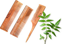 pure nature 3 Different comb 1Set Turly Neem Wood 100% Natural (Pack Of 2)
