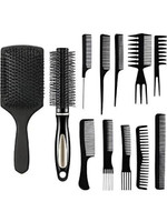 M.S TRADERS 12 PIECE COMBO WITH FLAT BRUSH ,ROLLER COMB.10 IN 1 COMB SET