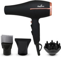 SAPORO SHD 1601 Hair Dryer - 2 Speed, 3 Temperature Settings - Hot & Cold Air Hair Dryer(2000 W, Black)