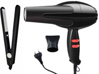 Oximus Professional-Grade Hair with hair Straightener Combo Hair Dryer(1800 W, Black)
