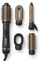 NOVA 6 in 1 Hot Air Brush for Women | One Step Dryer, Volumizer and NHP 8229 Hair Straightener Brush(Black)