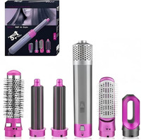 SmartTech Traders 5 in 1 Hot Air Brush Hair Dryer & Volumizer for Women Hair Styler Curler & Rotating Comb Styling Tool (Pink) Hair Straightener(Pink)