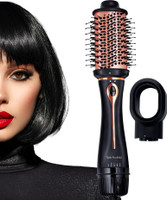 MakeMeeBold 3 in 1 Hot Air Brush for Women Hair Styler Brush 3-in-1 | Blow Dryer, Volumizer & Straightener Tool Hair Straightener Brush(Rose Gold)