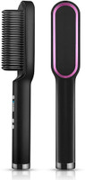 JPRO Hair Straightening Brush with Ceramic Protection 5 Heat Setting 302°F-446°F Hair Straightener Brush(Black)