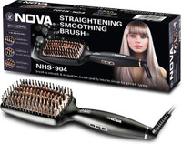 NOVA NHS 904 Heated Straightening Smoothing Brush Hair Straightener(Black)