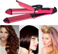 Kemei KN-413 BEAUTY 2 IN 1 HAIR BEAUTY SET KM-329 Straightener Hair Straightener(Pink)