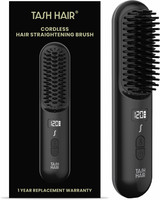 Tash Hair Glide Cordless & Portable Electric Straightening Brush for Unisex Hair Straightener Brush(Black)