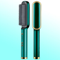 JPRO D Heating Hair Straightening Brush Ceramic Protection 34W Straightener Hair Straightener Brush(Green)