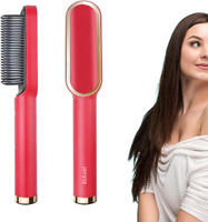 RIAvel Hair Straightening Comb for Women | 220W Fast-Heating Ceramic Styling Tool for Smooth, Shiny & Frizz-Free Hair | Safe Design with No Scalp Burns Hair Straightener(Red)