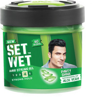 SET WET Styling Hair Gel for Men - Party Shine for Strong Hold & High Shine, No Alcohol Hair Gel(250 g)