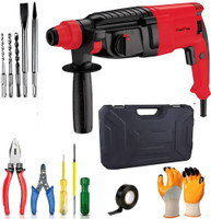 RanPra 26 MM ROTARY HAMMER DRILL WITH 4PCS HAND TOOLS & SAFETY GLOVES Power & Hand Tool Kit(7 Tools)