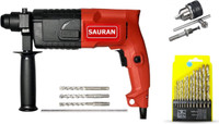 Sauran 20mm Heavy Duty Hammer With Drill chuck Set, 13pcs Drill bit set for Iron/Wood and 3 Masnory hammer bit Rotary Hammer Drill(20 mm Chuck Size, 800 W)