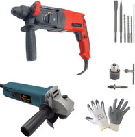 Hillgrove HGCM1052M3 26mm Hammer Impact Drill Machine Forward/Reverse Rotation with 100MM Angle Grinder,Drill Chunk(13mm) for Making Holes in Metal/Wood/Concrete HCM36 Hammer Drill(26 mm Chuck Size, 1200 W)