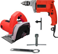 RanPra COMBO OF 4INCH MARBLE CUTTER MACHINE | 10MM DRILL MACHINE | HEAVY DUTY COMBO Hammer Drill(10 mm Chuck Size, 650 W)