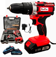 RanPra 20V CORDLESS DRILL HEAVY DUTY WITH FORWORD AND REVERSE FUNCTION 21 V /SCREWDRIVER MACHINE HEAVY DUTY ( DOUBLE BATTERY ) Cordless Drill(13 mm Chuck Size)