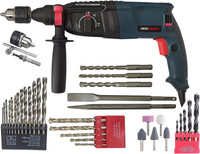 Inditrust 6 Months warranty 100% BLUE 26mm Electric with 5pc bit and drill chuck & Adaptor 13pc HSS 5pc Masonry 5pc Wood Stone BLUE Rotary Hammer Drill(26 mm Chuck Size, 1250 W)