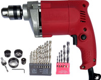 Inditrust 6-Month warranty RED 350w 10mm Electric Drill machine 100% Copper Winding tool set Hammer Drill(10 mm Chuck Size, 350 W)