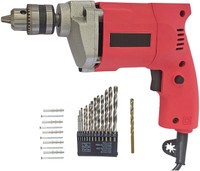 Inditrust Red 10mm Electric drill machine with 13pc hss 1pc Masonry & 10pc Gitti Screw set Hammer Drill(10 mm Chuck Size, 350 W)