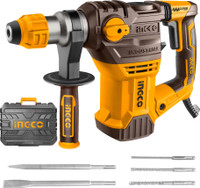 INGCO 4400BPM | 5.5J with 3 Drills and 2 Chisels | Packed by BMC | 1500W Rotary Hammer Rotary Hammer Drill(39.5 mm Chuck Size, 1500 W)
