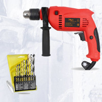 Hillgrove 100% Copper Winding HGCM717M2 Power Drill with 9Pcs Bits for Making Holes in Metal/Wood/Concrete with Reverse Rotation and Variable Speed HGCM717M2 Hammer Drill(13 mm Chuck Size, 700 W)