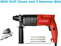 Sauran 20mm Heavy Duty Hammer With Drill chuck Set,Adopter and 3 Masnory hammer bit Rotary Hammer Drill(20 mm Chuck Size, 800 W)