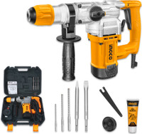 INGCO SDS Plus Chuck System | 3800bpm | 4.5J with 3 Drills 2 Chisels | Rotary hammer Rotary Hammer Drill(1 mm Chuck Size, 1050 W)
