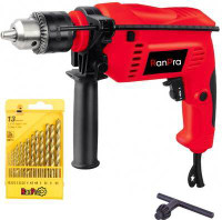 RanPra 13MM DRILL MACHINE ( 100% COPPER WINDING ) WITH 13PCS DRILL BIT SET FOR DRILLING Hammer Drill(13 mm Chuck Size, 650 W)