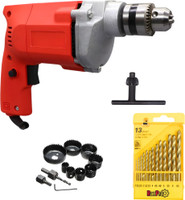 RanPra 10MM HAMMER DRILL MACHINE WITH 13PCS DRILL BIT SET & 11PCS HOLE SAW SET FOR WOOD Hammer Drill(10 mm Chuck Size, 650 W)