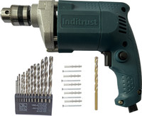 Inditrust 6-Month Warranty 100% Copper Winding 350w 10mm Electric Drill machine with 1pc Masonry 13pc HSS & 5pc Gitti + 5pc Screw set Hammer Drill(10 mm Chuck Size, 350 W)
