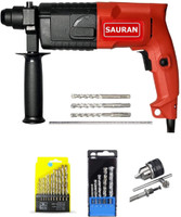 Sauran 20mm Heavy Duty Hammer With Drill chuck Set, 13pcs Drill bit set for Iron/Wood, 5pc bit set fot Concrete and 3 Masnory hammer bit Rotary Hammer Drill(20 mm Chuck Size, 800 W)