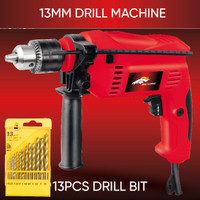 RanPra 100% COPPER FIELD & ARMATURE 13MM DRILL MACHINE | 13PCS DRILL BIT SET Hammer Drill(13 mm Chuck Size, 700 W)