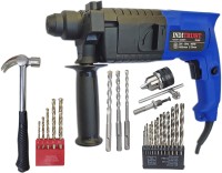 Inditrust 6-Month Warranty Heavy duty 20mm Electric Hammer Machine 650W with 3pc Hammer bit 13mm Drill chuck +Adapter 13pc HSS bit Claw Hammer and 5pc Masonry drill bit (Pack of 9pc) Rotary Hammer Drill(26 mm Chuck Size, 650 W)