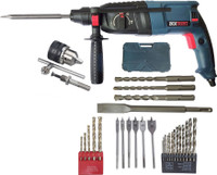 Inditrust High Quality 26mm Electric Rotary Hammer Machine 900W with 5pc Hammer bit 6pc Flat wood 13pc HSS 5pc Masonry 13mm Drill Chuck and SDS Adopter (Pack of 11pc) Rotary Hammer Drill(26 mm Chuck Size, 1250 W)