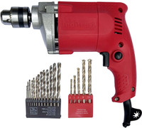 Inditrust 10mm 350w RED Electric Drill machine 6-Month warranty 100% Copper Winding with 13pc HSS bit, 5pc masonry bit set (Pack of 3) Hammer Drill(10 mm Chuck Size, 350 W)