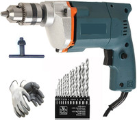 Gadariya King Powerful 10MM Drill Machine With 13pcs hss Drill Bits Set, Gloves Hammer Drill(10 mm Chuck Size, 350 W)
