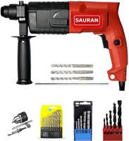 Sauran 20mm Heavy Duty Hammer With Drill chuck Set, 13pcs Drill bit set for Iron/Wood, 5pc for Concrete, 5pcs Wood bits and 3 Masnory hammer bit Rotary Hammer Drill(20 mm Chuck Size, 800 W)