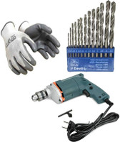 Gadariya King 10mm Electric drill machine With 13 pcs of hss bit set and Safety Gloves Hammer Drill(10 mm Chuck Size, 350 W)