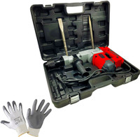 Hillgrove HGCM1064M1 18MM Demolition Chisel+Hammer Concrete Breaker Drill Machine with Safety Gloves and 2 Bits for Breaking Concrete Wall DPH52 Rotary Hammer Drill(18 mm Chuck Size, 2200 W)