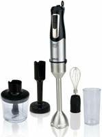 Inalsa 1000 W Silver/Black Hand Blender(Robot Inox 1000 Plus with Chopper, Whisker, Multipurpose jar, Potato Masher |Variable speed)