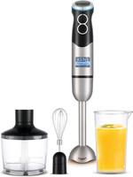 KENT 450 W Silver, Black Chopper, Hand Blender(Hand Blender Plus Chopper|Turbo Switch for Fast Blending & Chopping|Whisker|Jar)