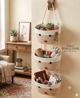 Ruhela store 3 Tier wall hanging cotton rope storage basket Accessories Organizer