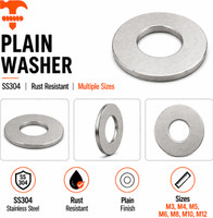 fasteners farm Bolt Plain Washer M6 Pack of 100(Stainless Steel)