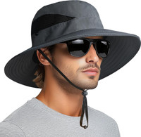 HSR Stylish Summer Hat Cap for Men Women, UV Protection, Sun Protection Round Cap(Grey, Pack of 1)