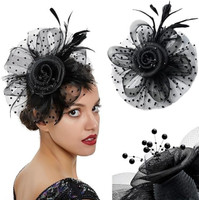 BBBIKINI Fascinator Hats For Women(Black, Pack of 1)