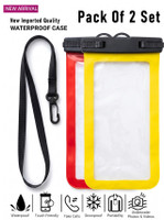 Soumaya - Simply the best Pouch for Crystal Clear, Dual Swivel Lock Touch Sensitive for Rain, Swim| Protects Phone, Cash Cards(Transparent, Red, Yellow, Multicolor, Matte Finish, Plastic, Silicon, Cloth, Pack of: 2)