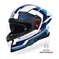 STUDDS Helios Asphalt Full Face ISI and DOT Certified Helmet with Dual Visor Motorbike Helmet(WHITE & BLUE)