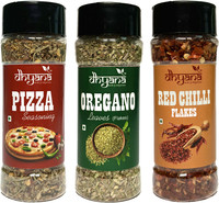 DHYANA HERBS & DEHYDRATES Combo pack of Pizza mix 45gm | Oregano flakes 35gm | Chilli Flakes 40gm(120 g)