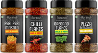 AURANUT Italian Pizza Seasoning Combo – Oregano, Chilli Flakes, Peri Peri & Pizza Masala(190 g)