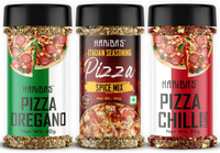 HARIBAS Italian Mix Herb Seasoning Combo Pack Chilli Flakes 50GM, Oregano 60GM and Pizza Spice Mix 60g for Pizza, Pasta Pizza Seasoning In Sprinkler Bottle(170 g)